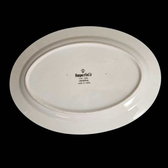 Imperial’s Fine China Universal 14"x10" Oval Serving Platter Black Floral Border - Picture 3 of 4
